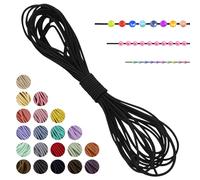 LEREATI Black Elastic Cord 1mm x 5m Bracelet Elastic String Necklace Cord Elasticated Bead String, Stretchy String for Bracelets, Necklace, Sewing, Beading, Jewellery Making