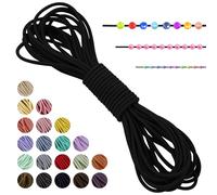 LEREATI Black Elastic Cord 2mm x 5m Bracelet Elastic String Necklace Cord Elasticated Bead String, Stretchy String for Bracelets, Necklace, Sewing, Beading, Jewellery Making