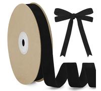 LEREATI Black Velvet Ribbon 15mm x 10m, Vintage Thick Single-Sided Gift Wrapping Ribbon for Wedding Flower Bouquet, Wreath, Bow Making, DIY Crafts, Home Decor