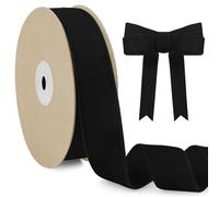 LEREATI Black Velvet Ribbon 25mm x 10m, Vintage Thick Single-Sided Gift Wrapping Ribbon for Wedding Flower Bouquet, Wreath, Bow Making, DIY Crafts, Home Decor