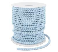 LEREATI Blue Twisted Cord Rope 3mm x 25m, 3-Ply Polyester Cord Soft Craft Rope Satin Cord Trim, Decorative Twisted Macrame Cord for DIY Craft Curtain Tieback Honor Cord Gift Bags Home Decor