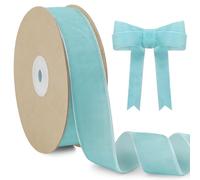 LEREATI Blue Velvet Ribbon 25mm x 10m, Vintage Thick Single-Sided Gift Wrapping Ribbon for Wedding Flower Bouquet, Wreath, Bow Making, DIY Crafts, Home Decor