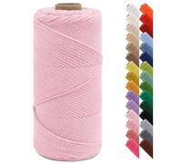 LEREATI Braided Macrame Cord 2mm x 150m Crochet Bag Natural Cotton Cord, Macrame Rope Yarn for DIY Crafts, Bag, Gift Wrapping, Home Decorations (Cherry Pink)