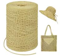 LEREATI Brown Raffia Yarn for Crochet Bags, 1.5mm x 300m Round String Raffia Ribbon for Gift Wrapping, Raffia Paper Ribbon Yarn for Crocheting Sun Hat, Bag, DIY Crafts, Holiday Decoration