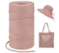 LEREATI Champagne Raffia Yarn for Crochet Bags, 3mm x 300m Flat String Raffia Ribbon for Gift Wrapping, Raffia Paper Ribbon Yarn for Crocheting Sun Hat, Bag, DIY Crafts, Holiday Decoration
