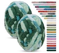 LEREATI Chunky Chenille Yarn for Crocheting 2 Pack 226g / 15.6m Thick Hand Knitting Tie Dye Fuzzy Jumbo Finger Yarn for Arm Knitting Blanket Bag Cushion