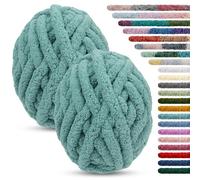 LEREATI Chunky Chenille Yarn for Crocheting 2 Pack Hand Knitting Yarn 226g / 15.6m Thick Tie Dye Fuzzy Yarn Jumbo Finger Knitting Yarn for Arm Knitting Blanket Bag Cushion (Star Blue)