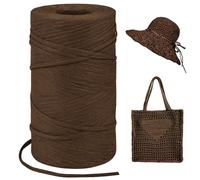 LEREATI Dark Coffee Raffia Yarn for Crochet Bags, 3mm x 300m Flat String Raffia Ribbon for Gift Wrapping, Paper Ribbon Yarn for Crocheting Sun Hat, Bag, DIY Crafts, Holiday Decoration