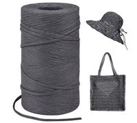 LEREATI Dark Gray Raffia Yarn for Crochet Bags, 3mm x 300m Flat String Raffia Ribbon for Gift Wrapping, Raffia Paper Ribbon Yarn for Crocheting Sun Hat, Bag, DIY Crafts, Holiday Decoration