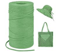 LEREATI Dark Green Raffia Yarn for Crochet Bags, 3mm x 300m Flat String Raffia Ribbon for Gift Wrapping, Raffia Paper Ribbon Yarn for Crocheting Sun Hat, Bag, DIY Crafts, Holiday Decoration