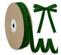 LEREATI Dark Green Velvet Ribbon 10mm x 20m, Vintage Thick Single-Sided Gift Wrapping Ribbon for Wedding Flower Bouquet, Wreath, Bow Making, DIY Crafts, Home Decor