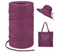LEREATI Dark Red Raffia Yarn for Crochet Bags, 3mm x 300m Flat String Raffia Ribbon for Gift Wrapping, Raffia Paper Ribbon Yarn for Crocheting Sun Hat, Bag, DIY Crafts, Holiday Decoration