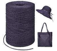 LEREATI Deep Purple Raffia Yarn for Crochet Bags, 1.5mm x 300m Round String Raffia Ribbon for Gift Wrapping, Raffia Paper Ribbon Yarn for Crocheting Sun Hat, Bag, DIY Crafts, Holiday Decoration