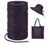 LEREATI Deep Purple Raffia Yarn for Crochet Bags, 3mm x 300m Flat String Raffia Ribbon for Gift Wrapping, Raffia Paper Ribbon Yarn for Crocheting Sun Hat, Bag, DIY Crafts, Holiday Decoration