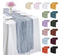 LEREATI Dusty Blue Cheesecloth Table Runner 90cm x 180cm Chiffon Gauze Fabric Sheer Cheese Cloth Table Runner for Dresser Birthday Wedding Dining Room Summer Boho Decoration