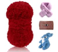 LEREATI Faux Fur Yarn for Crochet 100g/Skein 60m Eyelash Yarn Soft Chunky Fuzzy Yarn for Crocheting and Knitting, Fluffy Yarn for DIY Bag, Hats, Blankets, Furry Object (Red)