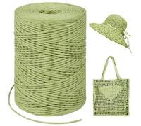 LEREATI Fruit Green Raffia Yarn for Crochet Bags, 1.5mm x 300m Round String Raffia Ribbon for Gift Wrapping, Raffia Paper Ribbon Yarn for Crocheting Sun Hat, Bag, DIY Crafts, Holiday Decoration