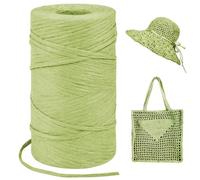 LEREATI Fruit Green Raffia Yarn for Crochet Bags, 3mm x 300m Flat String Raffia Ribbon for Gift Wrapping, Raffia Paper Ribbon Yarn for Crocheting Sun Hat, Bag, DIY Crafts, Holiday Decoration