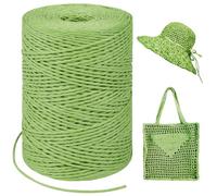 LEREATI Grass Green Raffia Yarn for Crochet Bags, 1.5mm x 300m Round String Raffia Ribbon for Gift Wrapping, Raffia Paper Ribbon Yarn for Crocheting Sun Hat, Bag, DIY Crafts, Holiday Decoration