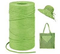 LEREATI Grass Green Raffia Yarn for Crochet Bags, 3mm x 300m Flat String Raffia Ribbon for Gift Wrapping, Raffia Paper Ribbon Yarn for Crocheting Sun Hat, Bag, DIY Crafts, Holiday Decoration
