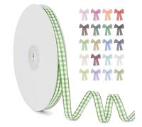 LEREATI Green Gingham Ribbon 6mm x 45m Vintage Checkered Plaid Tartan Ribbon Polyester Cloth Fabric Woven Edge, Party Supplies for Presents Wrapping, Bows, DIY Crafts, Wedding Decoration