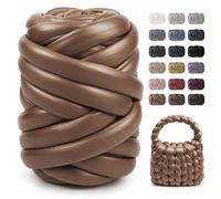 LEREATI Jumbo Chunky Yarn for Hand Knitting, 500g 2.5cm x 19 Yards Thick Giant Tube Arm Knitting Yarn for Bags, Blankets, Pet Beds, Rugs, DIY Crafts (Light Brown)