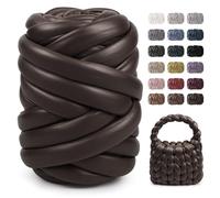 LEREATI Jumbo Chunky Yarn for Hand Knitting, 500g 2.5cm x 19 Yards Thick Giant Tube Arm Knitting Yarn for Bags, Blankets, Pet Beds, Rugs, DIY Crafts (Chocolate)