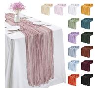 LEREATI Leather Pink Cheesecloth Table Runner 90cm x 400cm Chiffon Gauze Fabric Sheer Cheese Cloth Table Runner for Dresser Birthday Wedding Dining Room Summer Boho Decoration