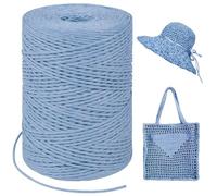 LEREATI Light Blue Raffia Yarn for Crochet Bags, 1.5mm x 300m Round String Raffia Ribbon for Gift Wrapping, Raffia Paper Ribbon Yarn for Crocheting Sun Hat, Bag, DIY Crafts, Holiday Decoration