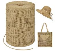 LEREATI Light Coffee Raffia Yarn for Crochet Bags, 1.5mm x 300m Round String Raffia Ribbon for Gift Wrapping, Raffia Paper Ribbon Yarn for Crocheting Sun Hat, Bag, DIY Crafts, Holiday Decoration