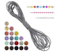 LEREATI Light Gray Elastic Cord 1mm x 5m Bracelet Elastic String Necklace Cord Elasticated Bead String, Stretchy String for Bracelets, Necklace, Sewing, Beading, Jewellery Making