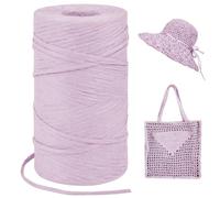 LEREATI Light Pink Raffia Yarn for Crochet Bags, 3mm x 300m Flat String Raffia Ribbon for Gift Wrapping, Raffia Paper Ribbon Yarn for Crocheting Sun Hat, Bag, DIY Crafts, Holiday Decoration
