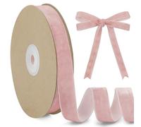 LEREATI Light Pink Velvet Ribbon 15mm x 10m, Vintage Thick Single-Sided Gift Wrapping Ribbon for Wedding Flower Bouquet, Wreath, Bow Making, DIY Crafts, Home Decor
