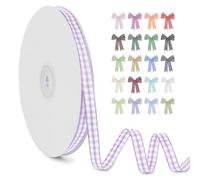 LEREATI Light Purple Gingham Ribbon 6mm x 45m Vintage Checkered Plaid Tartan Ribbon Polyester Cloth Fabric Woven Edge, Party Supplies for Presents Wrapping, Bows, DIY Crafts, Wedding Decoration
