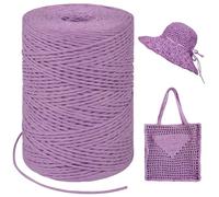 LEREATI Light Purple Raffia Yarn for Crochet Bags, 1.5mm x 300m Round String Raffia Ribbon for Gift Wrapping, Raffia Paper Ribbon Yarn for Crocheting Sun Hat, Bag, DIY Crafts, Holiday Decoration