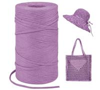 LEREATI Light Purple Raffia Yarn for Crochet Bags, 3mm x 300m Flat String Raffia Ribbon for Gift Wrapping, Raffia Paper Ribbon Yarn for Crocheting Sun Hat, Bag, DIY Crafts, Holiday Decoration