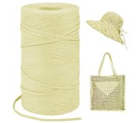 LEREATI Light Yellow Raffia Yarn for Crochet Bags, 3mm x 300m Flat String Raffia Ribbon for Gift Wrapping, Raffia Paper Ribbon Yarn for Crocheting Sun Hat, Bag, DIY Crafts, Holiday Decoration