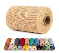 LEREATI Macrame Cord 1mm x 200m, 3 Strand Twisted Cotton Cord, Macrame Yarn for Wall Hanging, Knitting, Beading, Gift Wrapping, DIY Crafts, Decoration (Bean Yellow)