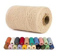 LEREATI Macrame Cord 1mm x 200m, Cotton Cord Macrame Yarn, 3 Strand Twisted Macrame String for Wall Hanging, Knitting, Beading, Gift Wrapping, DIY Crafts, Christmas Decoration (Licorice Yellow)