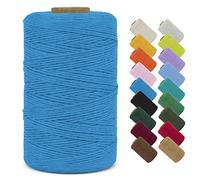 LEREATI Macrame Cord 1mm x 390m Butchers String Cotton Rope Thin Macrame Rope Yarn, Bakers Twine Kitchen Craft Cord for DIY Crafts, Gift Wrapping, Crochet, Jewelry Making, Decoration (Lake Blue)