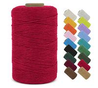 LEREATI Macrame Cord 1mm x 390m Butchers String Cotton Rope Thin Macrame Rope Yarn, Bakers Twine Kitchen Craft Cord for DIY Crafts, Gift Wrapping, Crochet, Jewelry Making, Decoration (Red)