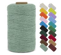 LEREATI Macrame Cord 1mm x 390m Butchers String Cotton Rope Thin Macrame Rope Yarn, Bakers Twine Kitchen Craft Cord for DIY Crafts, Gift Wrapping, Crochet, Jewelry Making, Decoration (Bean Green)