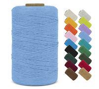 LEREATI Macrame Cord 1mm x 390m Butchers String Cotton Rope Thin Macrame Rope Yarn, Bakers Twine Kitchen Craft Cord for DIY Crafts, Gift Wrapping, Crochet, Jewelry Making, Decoration (Sky Blue)