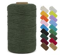 LEREATI Macrame Cord 1mm x 390m Butchers String Cotton Rope Thin Macrame Rope Yarn, Bakers Twine Kitchen Craft Cord for DIY Crafts, Gift Wrapping, Crochet, Jewelry Making, Decoration (Army Green)