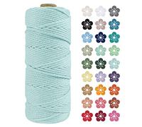 LEREATI Macrame Cord 2mm x 100m, Thick Macrame Rope Natural Cotton Rope Craft String, 3 Strand Twisted Cotton Cord Yarn for DIY Plant Hanger, Wall Hanging, Christmas Decoration (Light blue)
