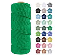 LEREATI Macrame Cord 2mm x 100m, Thick Macrame Rope Natural Cotton Rope Craft String, 3 Strand Twisted Cotton Cord Yarn for DIY Plant Hanger, Wall Hanging, Christmas Decoration (Green)