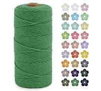 LEREATI Macrame Cord 2mm x 200m, Thick Macrame Rope Natural Cotton Rope Craft String, 3 Strand Twisted Cotton Cord Yarn for DIY Plant Hanger, Wall Hanging, Christmas Decoration (Green)