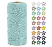 LEREATI Macrame Cord 2mm x 200m, Thick Macrame Rope Natural Cotton Rope Craft String, 3 Strand Twisted Cotton Cord Yarn for DIY Plant Hanger, Wall Hanging, Christmas Decoration (Light blue)