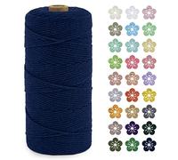LEREATI Macrame Cord 2mm x 200m, Thick Macrame Rope Natural Cotton Rope Craft String, 3 Strand Twisted Cotton Cord Yarn for DIY Plant Hanger, Wall Hanging, Christmas Decoration (Dark blue)
