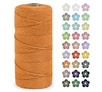 LEREATI Macrame Cord 2mm x 200m, Thick Macrame Rope Natural Cotton Rope Craft String, 3 Strand Twisted Cotton Cord Yarn for DIY Plant Hanger, Wall Hanging, Christmas Decoration (Golden)